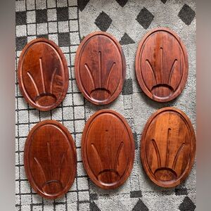 Baribocraft Steak Plates Dark Wood / Red Wood Colours Maple Wood Plates lot of 6